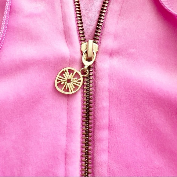 Lilly Pulitzer Larina Velour Zip-up Hoodie Pink Large - Picture 4 of 6